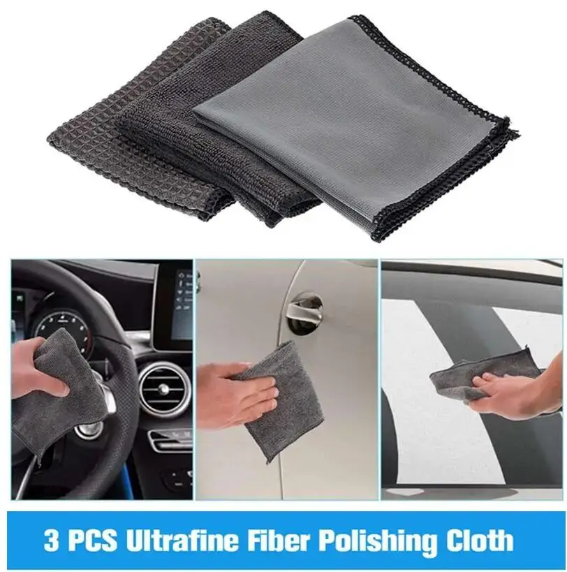 9pcs Microfiber Cleaning Cloth Car Cleaner Sponge Wash Towel Set Auto ...