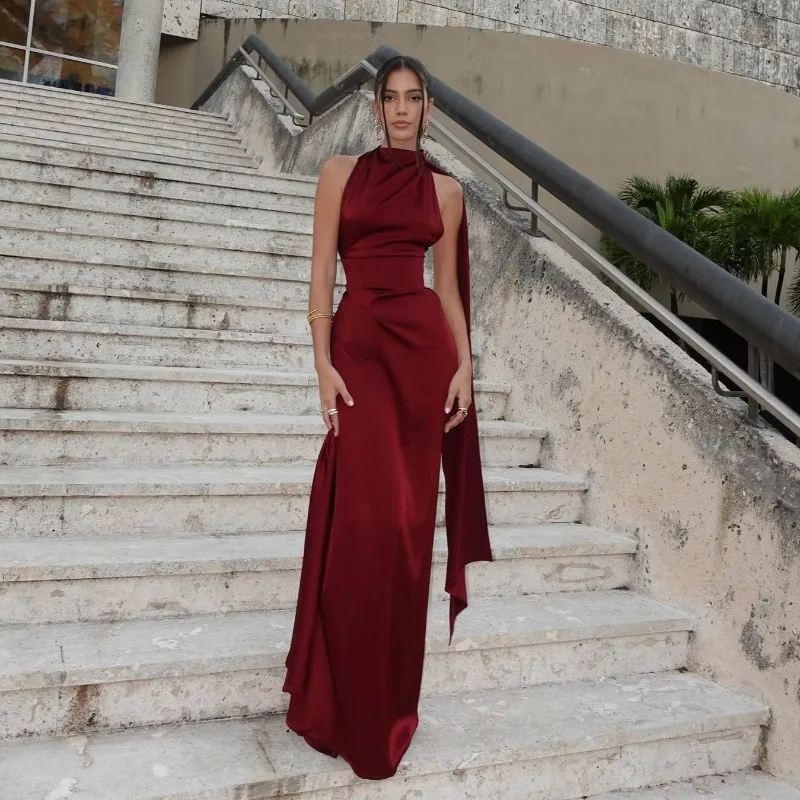 ladies dress new fashion Wholesale Whole Spring 2026 New Fashion Elegant Temperament atin olid Color imple leeveless Women's Dress,1 Piece