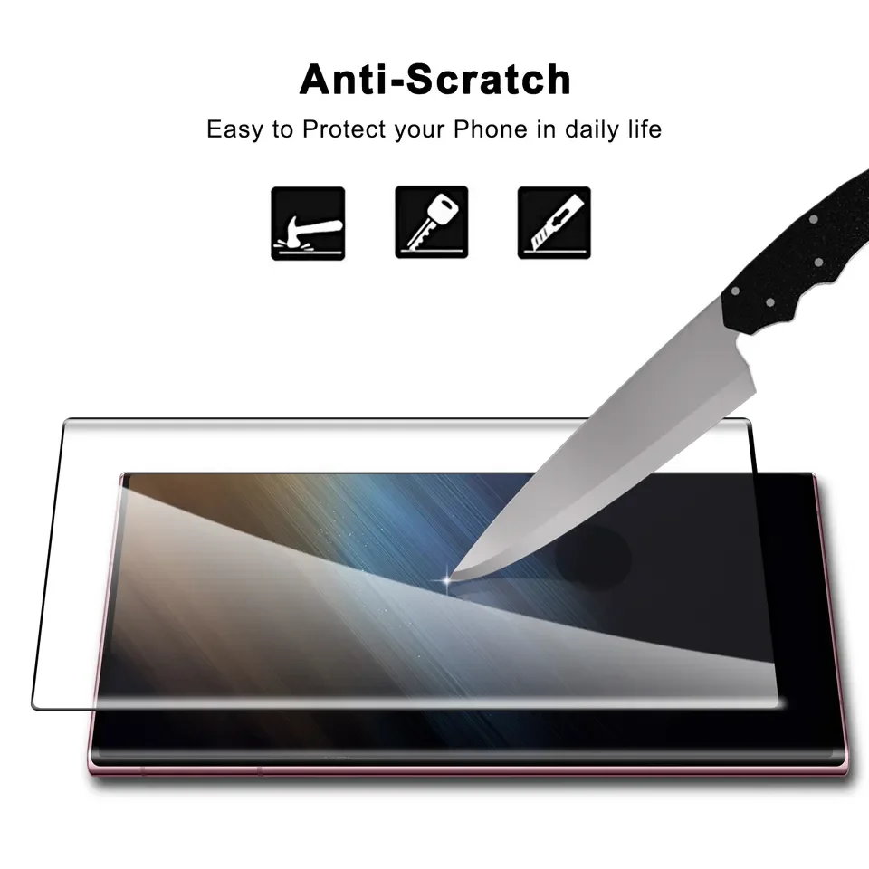 3d Curve Edge Glue Ultrasonic Fingerprint Quick Unlock Tempered Glass Screen Protector for samsung Note9 S20 S22 S23 S24 ultra