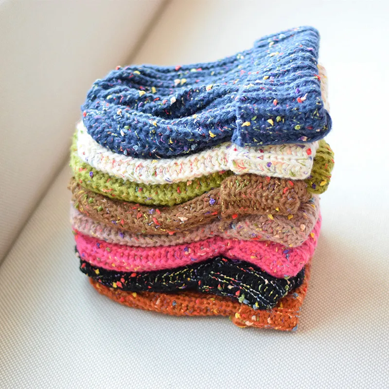 New Fashion Colorful Dots Mixed Color Knitted Cap Winter Soft Cute Warm