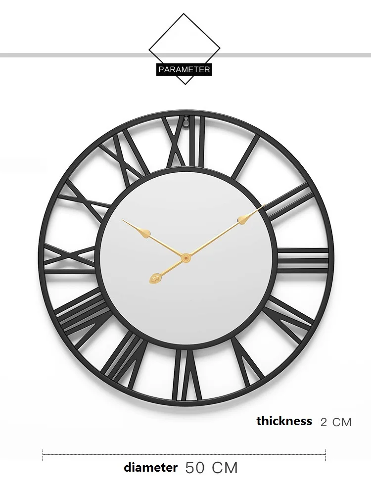 Большие черные настенные зеркальные часы в европейском стиле железная настенная декорация большие минималистичные на заказ для гостиной
