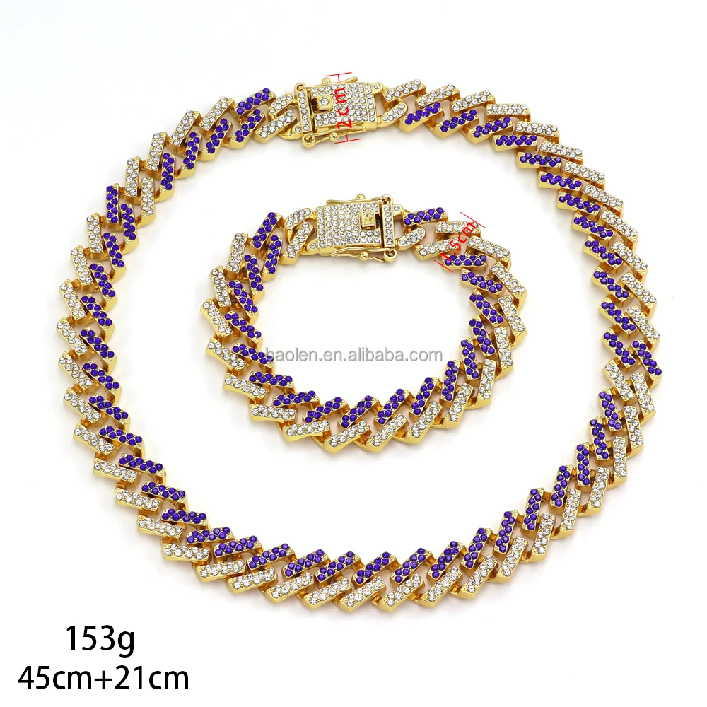 Club Bar Cuban Chain Exaggerated Personality Gold Color Diamond Crystal ...
