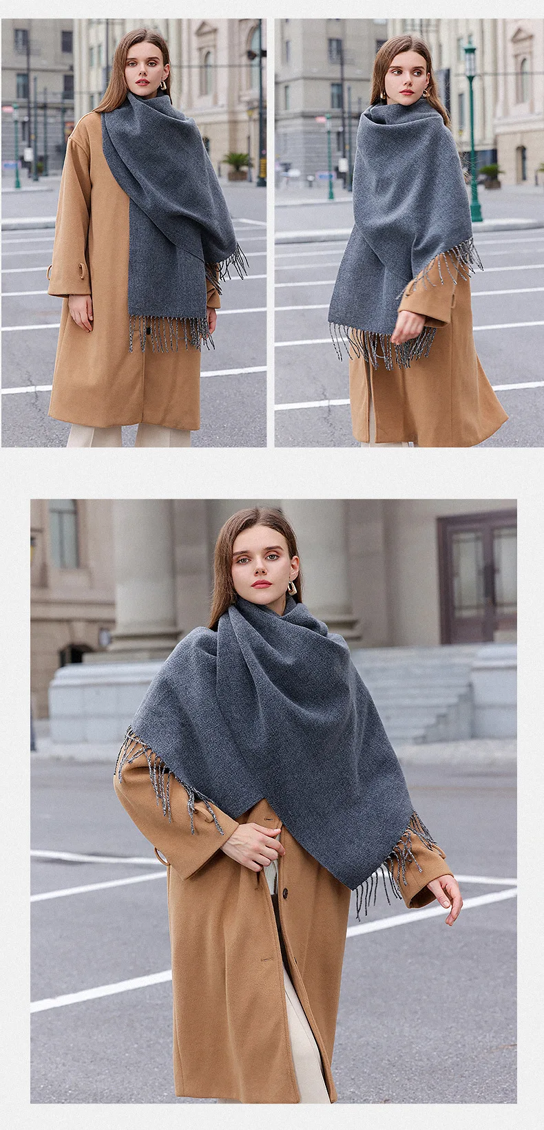 Sciarpa OgLuxe Mista Cashmere Con Stamapa Uccellini – Morbida E Rovversibile, 180x75 Cm – Regalo Invernale - 3