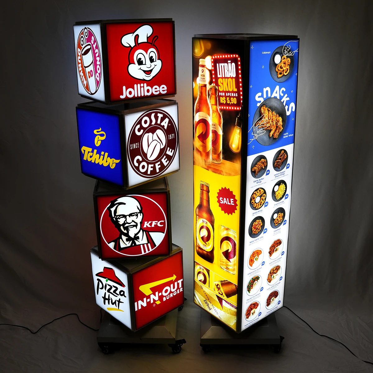 4 Sided Rotating Advertising Display Light Box Outdoor Soft Light Box for Outdoor Led Waterproof Display