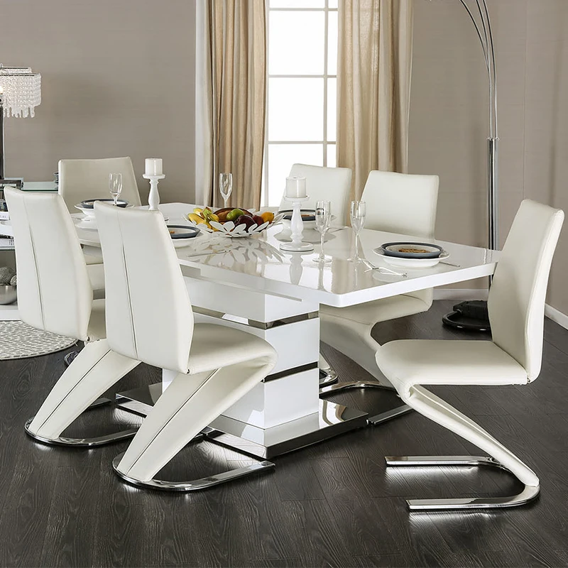 MDF Extending Dinning Furniture Extendable 6/8 Seat Modern Dining Table and Chairs Set Home Furniture BSCI Rectangle