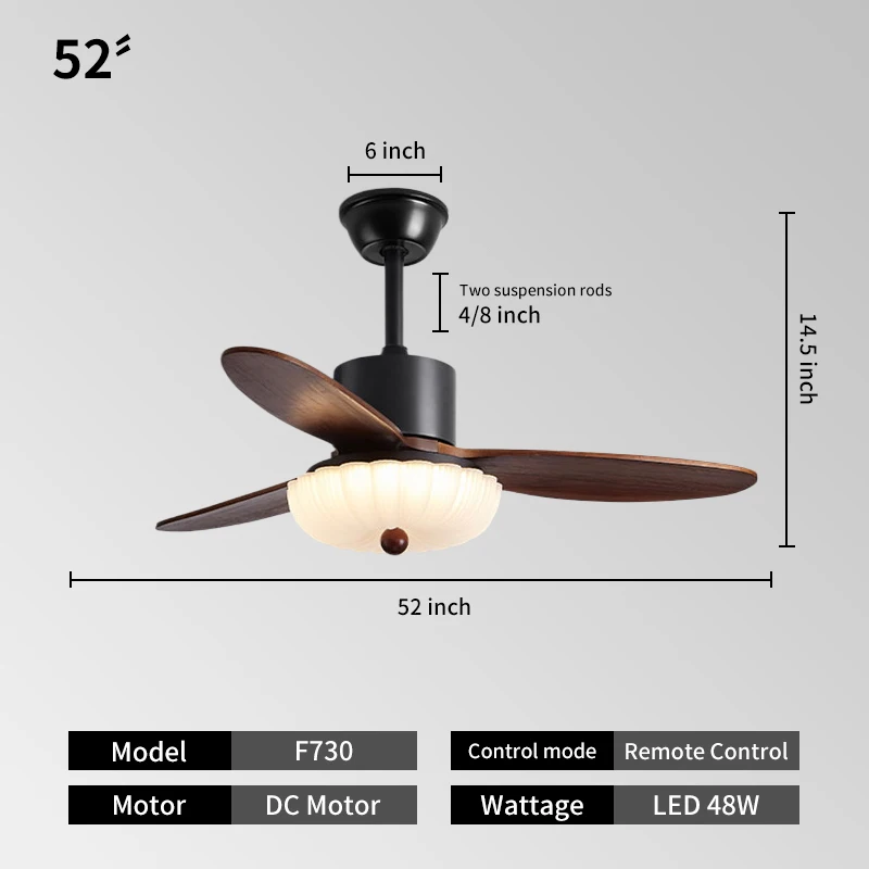 52in ceiling fans with light and remote dimmable 3cct reversible bldc motor abs blades for bedroom living room631-17