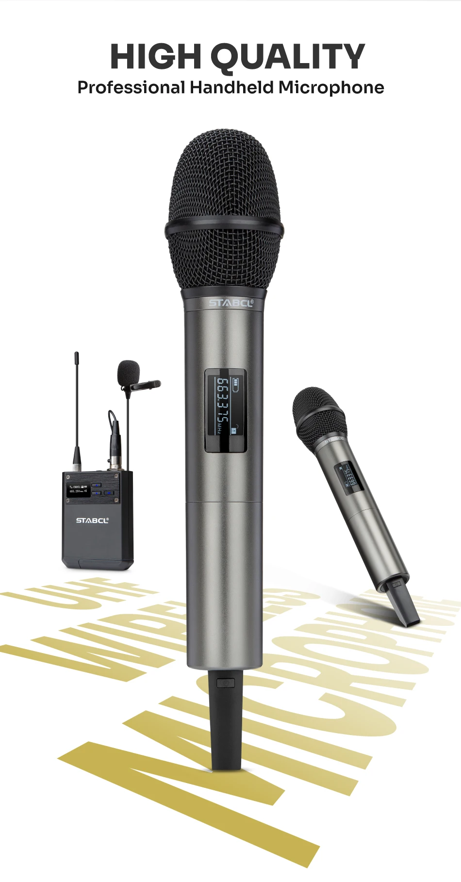 Handheld Style Dual Microphone Wireless Professional Long Range