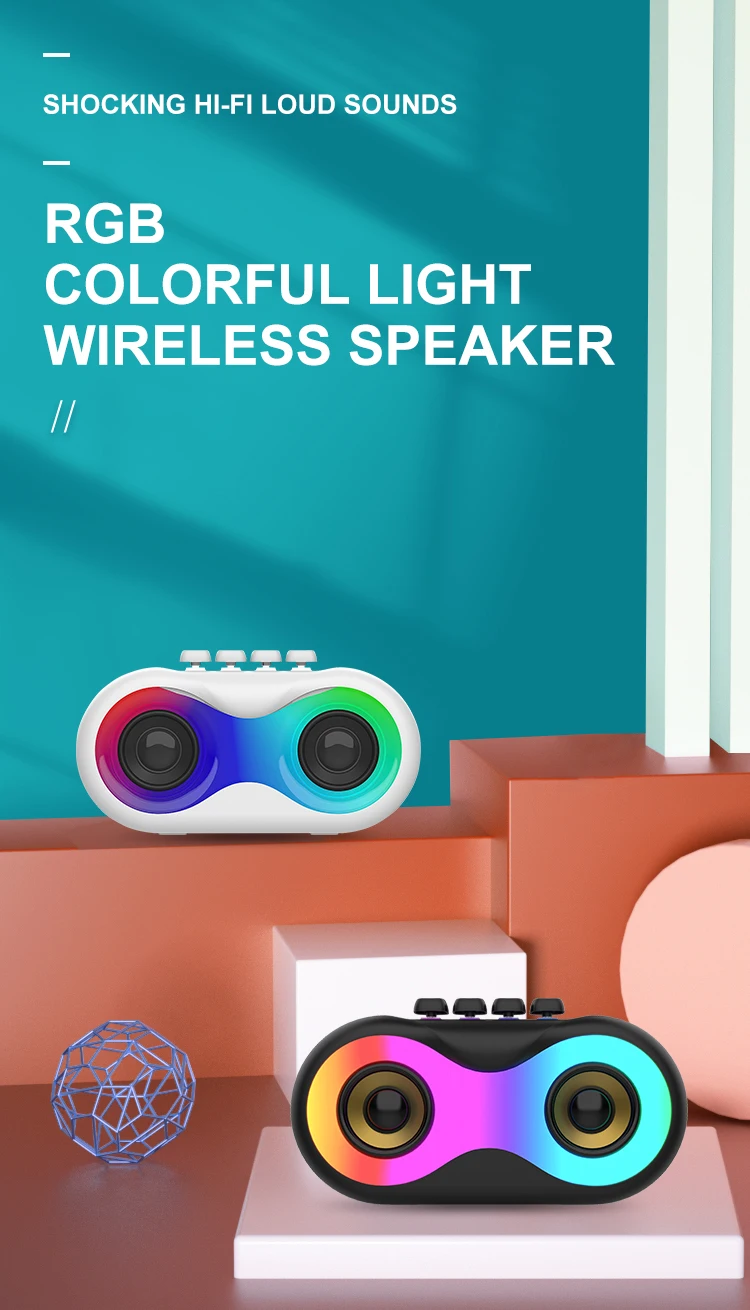 Portable RGB Light 1800mAh 8W*2 Wireless Party Bluetooth Speaker ...
