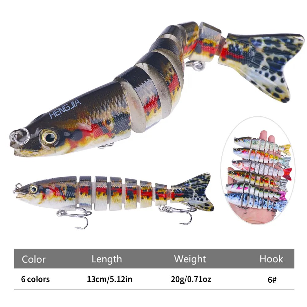 Wholesale 8 Segmented Multi-Jointed 12.7CM-18G Hard Bait Plastic Artificial  Bass Swimbait for Fishing in Rivers and Lakes