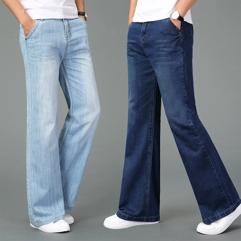 Homme Bell Bottom Jeans Pantalon Rétro 60 s 70 s evasé denim Pantalon Long Slim