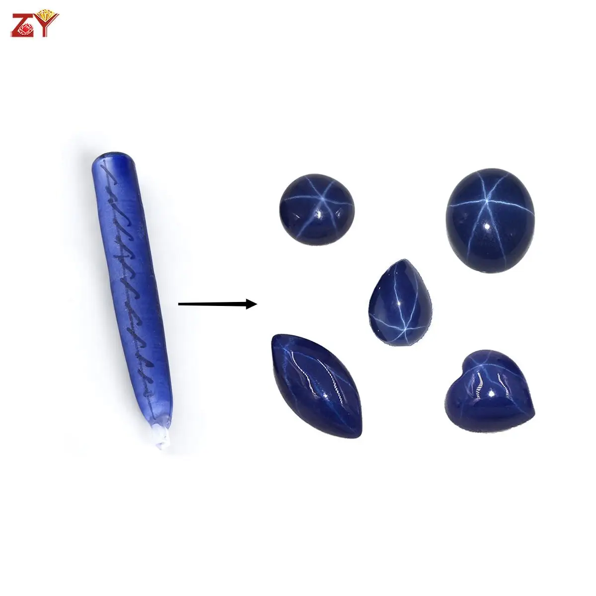Bulk Price 100g Star Sapphire Rough Gems Material Special Star Pattern Blue Synthetic Corundum Stone for Making Jewelry