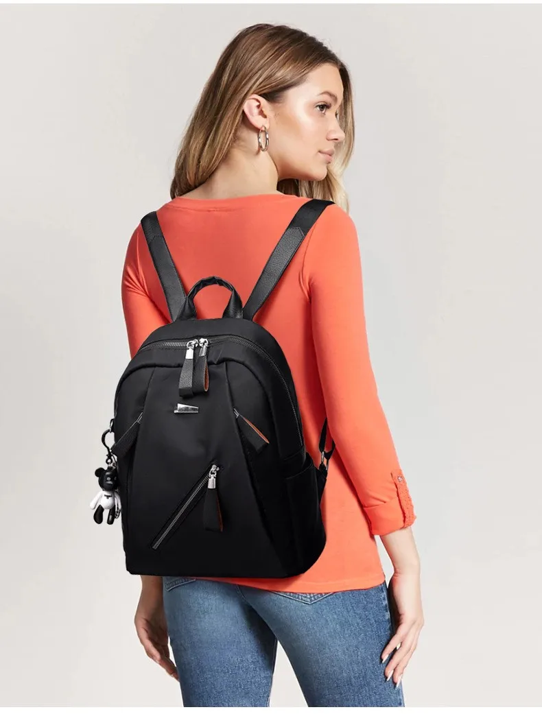 Little Bear Pendant Backpack Women Large Capacity School Bag For Girls ...