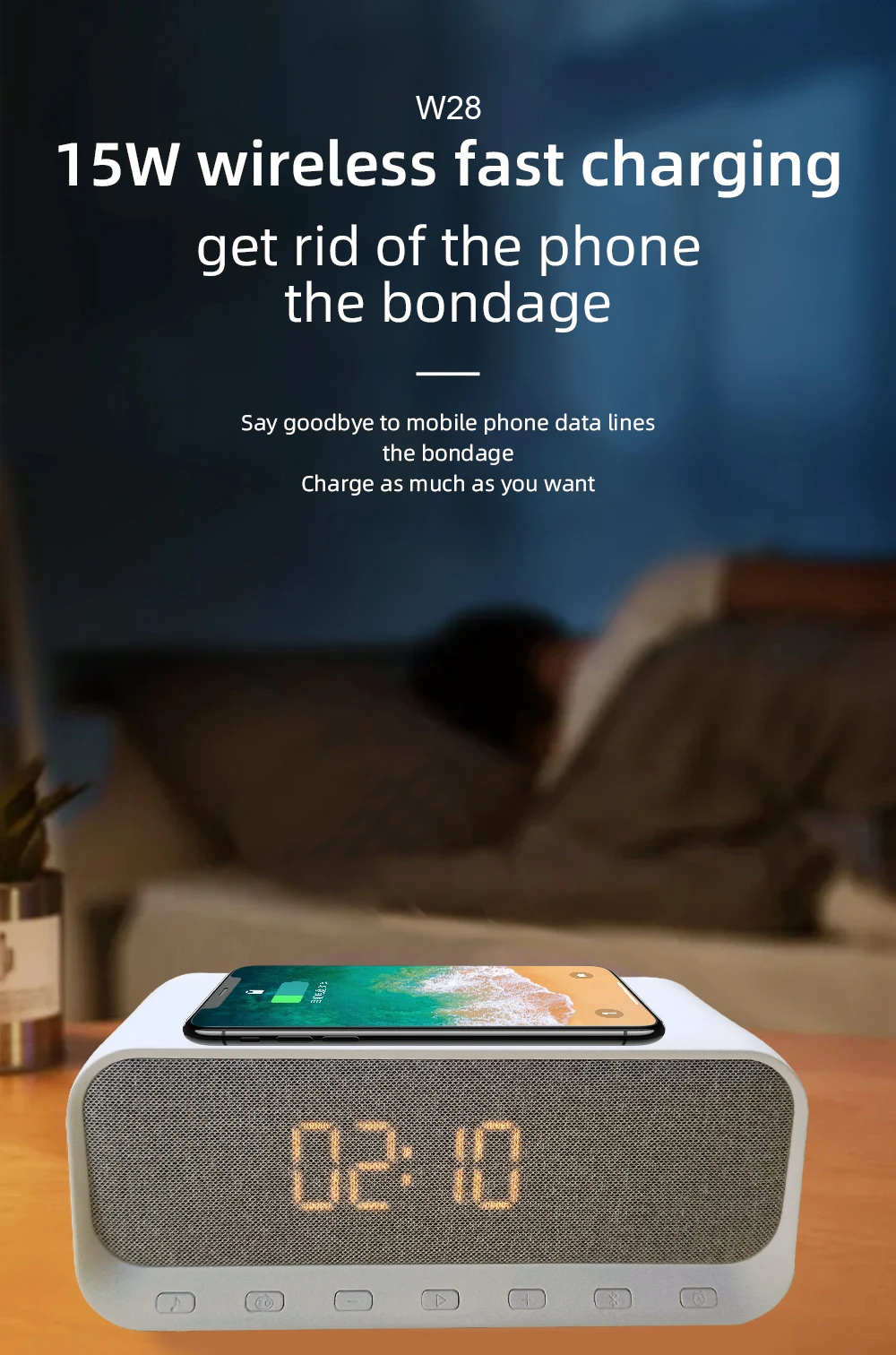 Multifunctional Digital Clock Wireless Charging With Voice Assistant