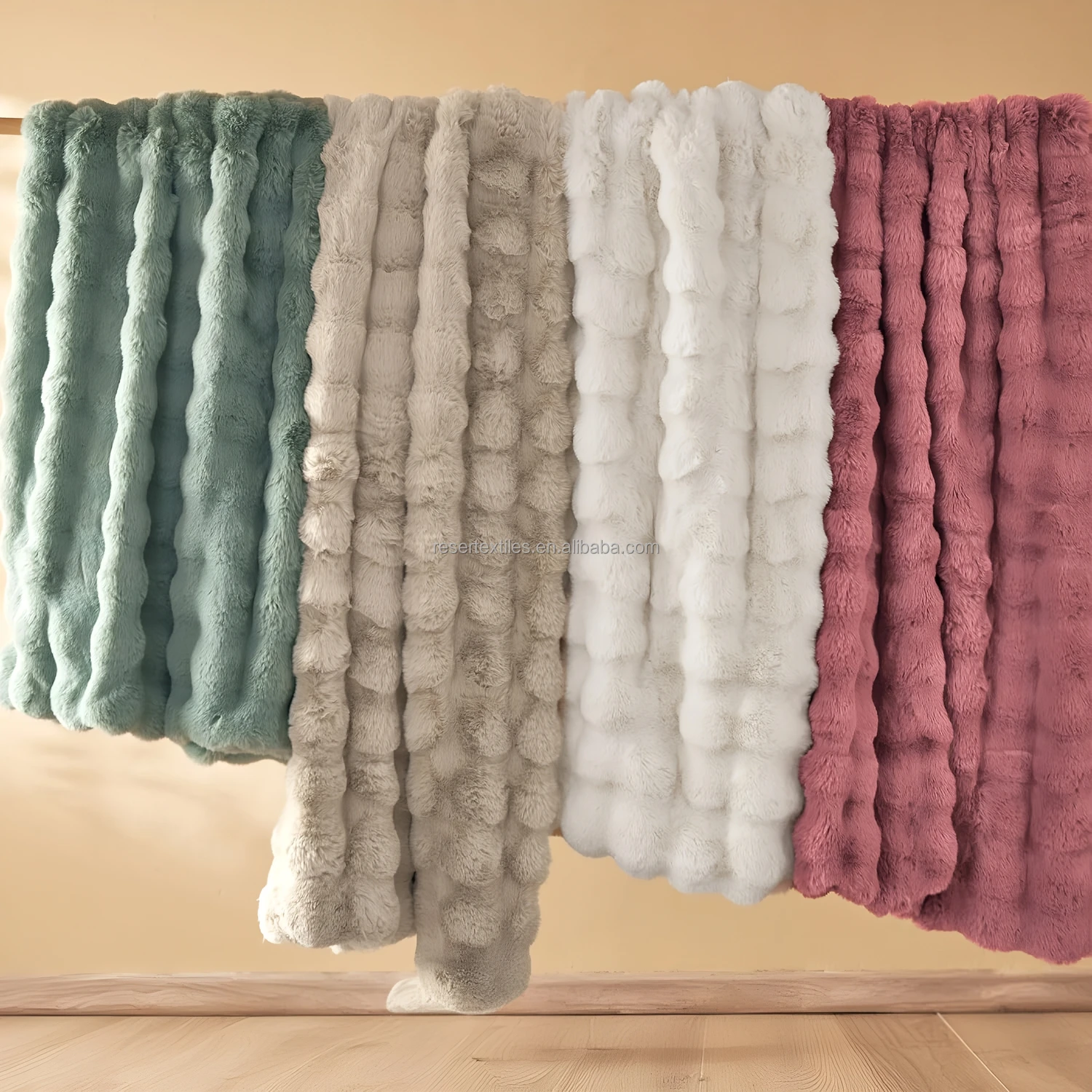 Wholesale Faux Fur Throw Blanket European & American Style Solid Soft Plush Thick Luxury Versatile for Living Room Bedroom