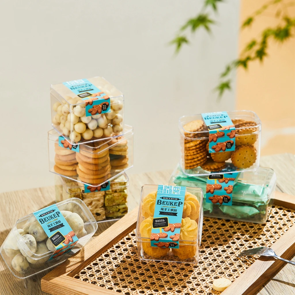 High Quality Transparent Rectangle Cokies Boxes Biscuit Biscuit Packaging Box Food Box for Biscuits Cookie