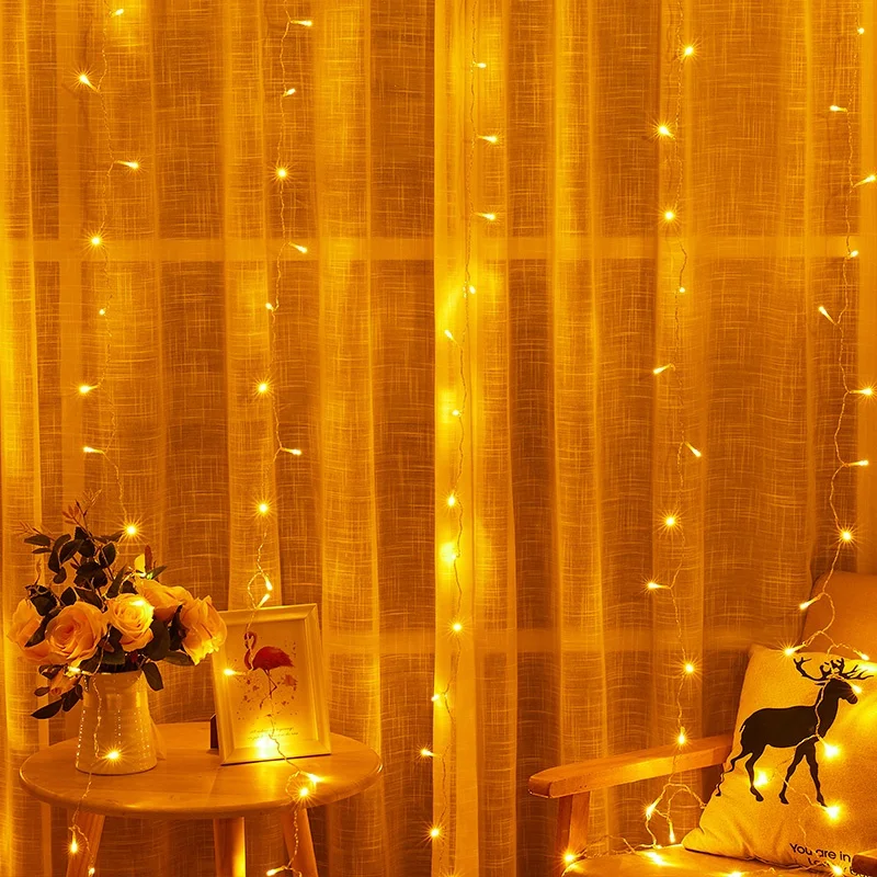 3 x 3m 300 LEDs Window Curtain String Light For Wedding Christmas Decor 
