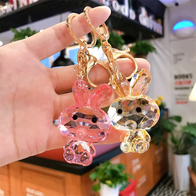 Crystal Rabbit Keychain Glittering  Key Chain for Women Bunny Car Bag Fashion Key Ring Buckle Accessories