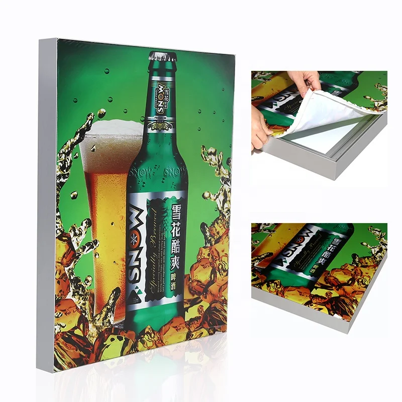 50mm Thick Flex Banner Cloth Graphic Frameless Fabric Light Box With Rubber Seal