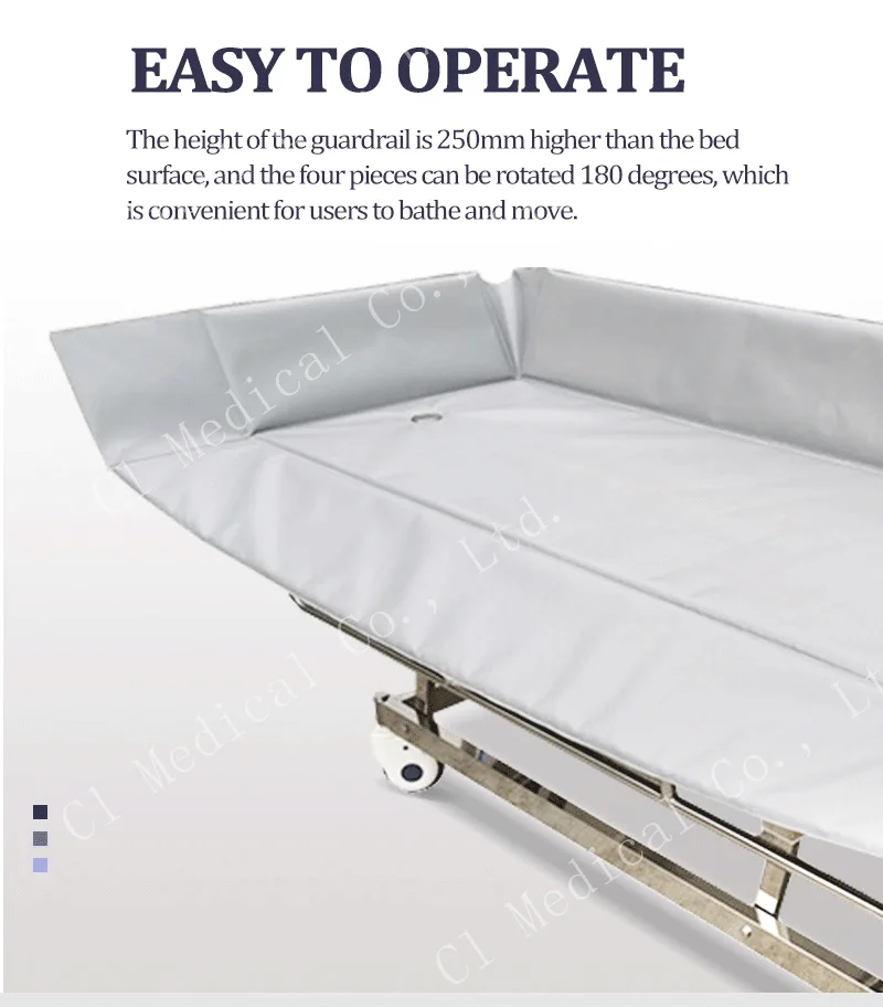 High Quality Height Adjustable Hospital Shower Trolley Bed For Disabled