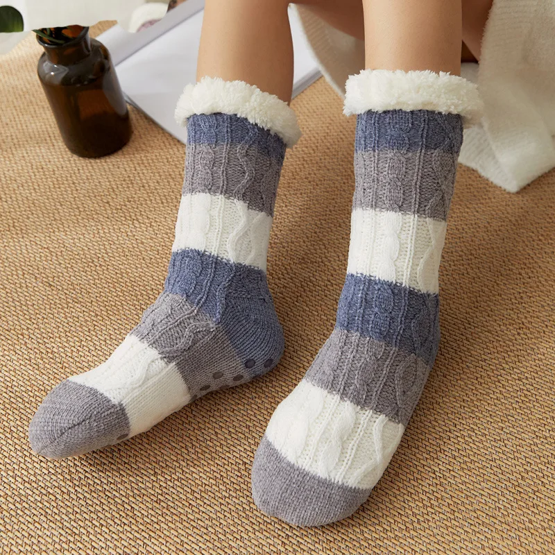 Womens Anti Slip Plus Velvet Warm Floor Socks Winter Comfort