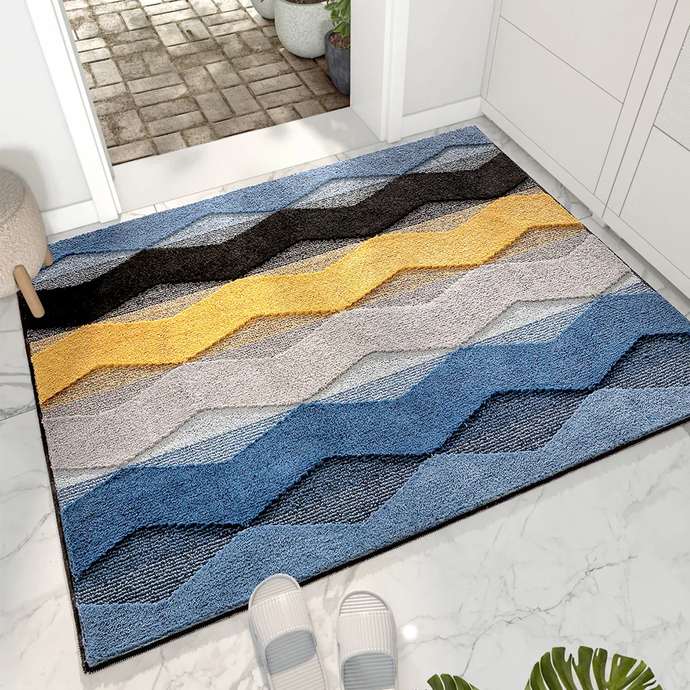 Factory price geometry tufted floor mat Microfiber shower mat polyester long pile bath mat manufacture