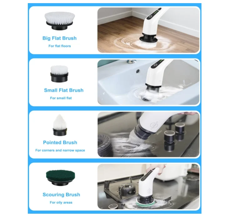 Беспроводная электрическая вращающаяся щетка 7 в 1 новинка 2022 ручная для чистки со сменными
