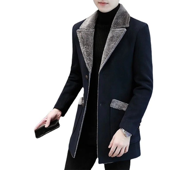 New Arrival High Quality Casual Trench Men Coat Jacket Business Wool Thick  Warm Woolen Coat