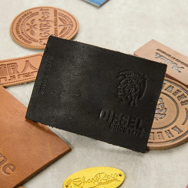 Wholesale Custom PU Leather Tags with Embossed Logo for Bags and
