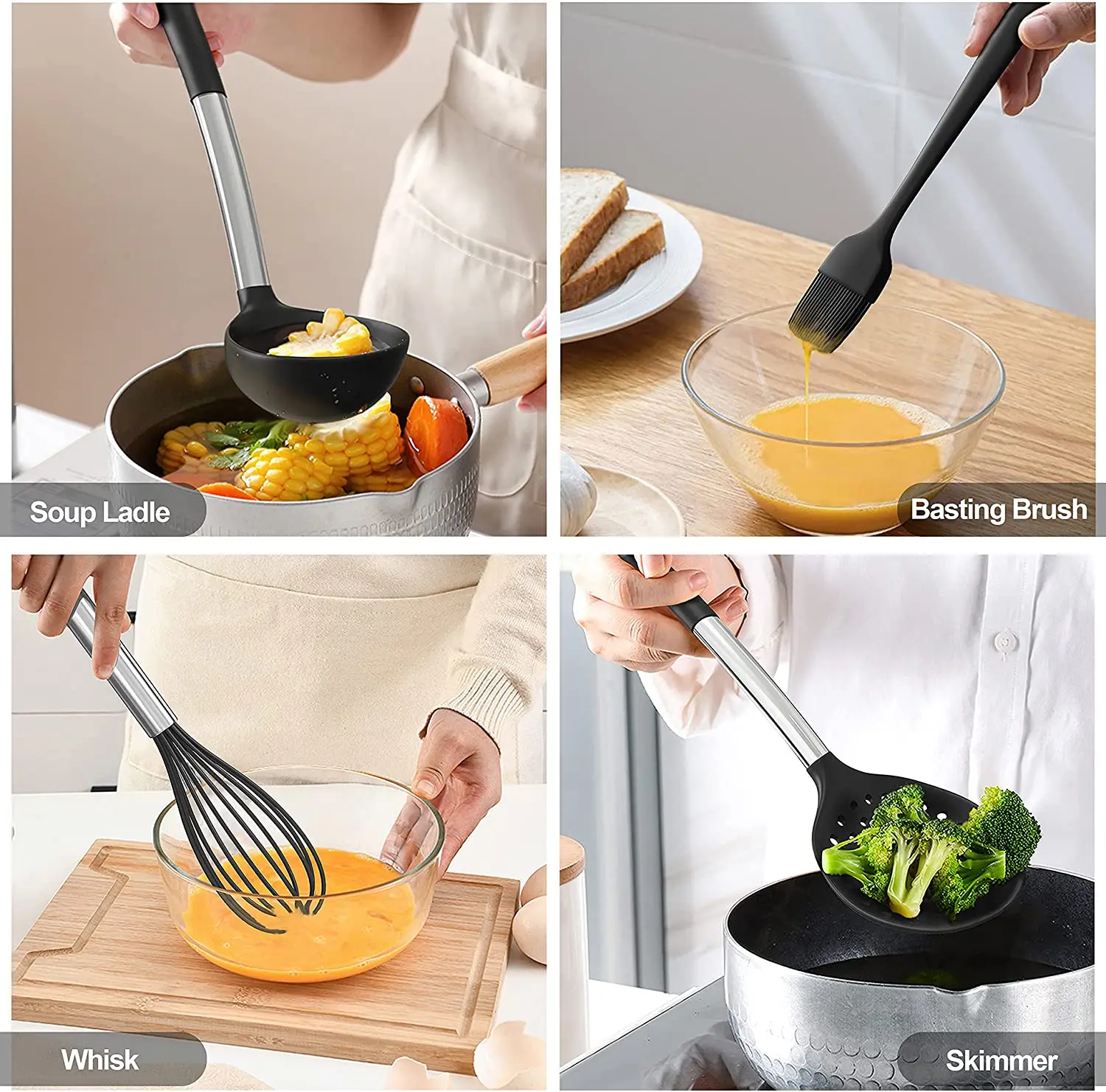 Лидер продаж кухонные аксессуары силиконовая посуда лопатка набор антипригарных кухонных принадлежностей с