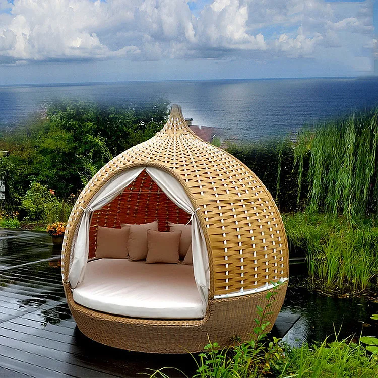 Кровать качели для отдыха на свежем воздухе