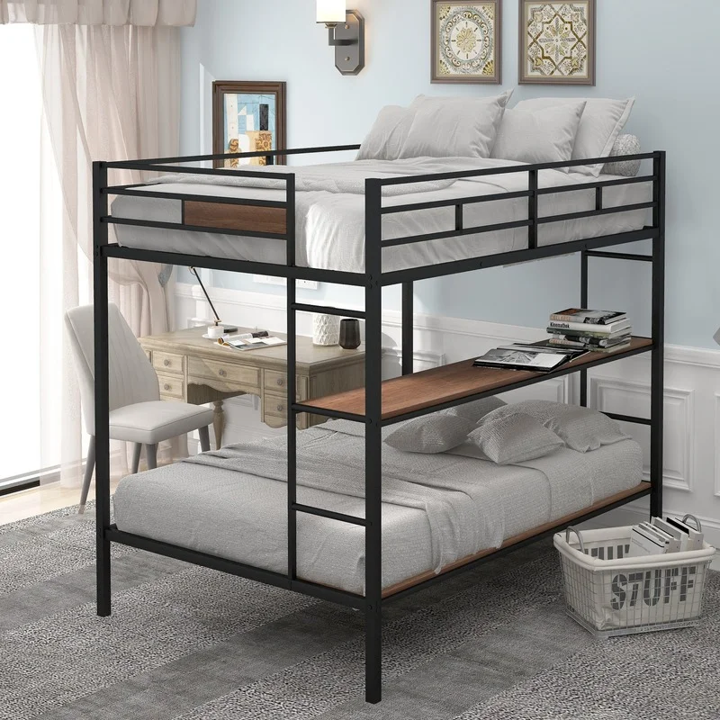 Kainice Children Metal Bunk Beds Frame Wooden And Mdf Bunk Platform Bed ...