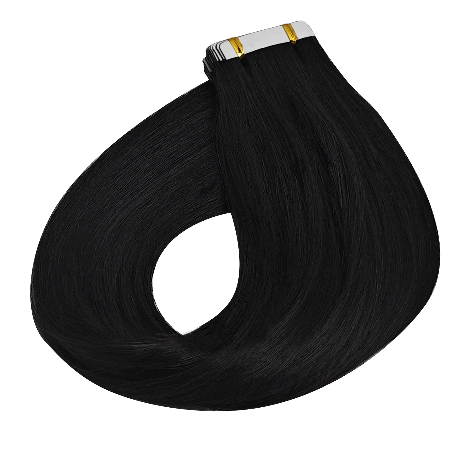 Echthaar-Extensions, 40,6–66 cm, Naturschwarz, Nr. 1, 100 % Remy-Hauttresse, selbstklebend, zum Aufkleben für den Salon, hohe Qualität_voghion.com