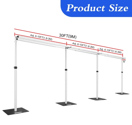 Wholesale Double Cross bar Pipe and Drape Kit Heavy Duty Adjustable Backdrop Stand Backdrop Stand Wedding Decor Pipe and Drape - Image 6