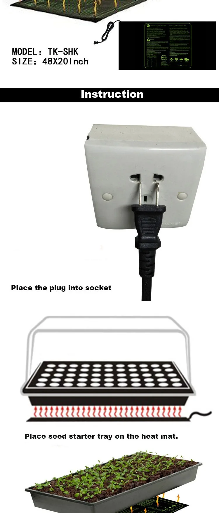 2022 Seedlings Heat Mat 10 X 20.75 Inch Ip67 Waterproof Warm Hydroponic Heating Pad For Speeding