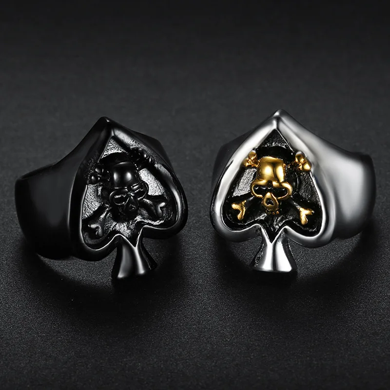 Spade Ace Skull Ring - Stainless Steel Biker Gothic Punk Ring For Men & Women 3 thumbnail image