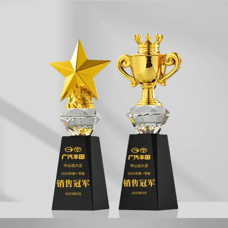 Luxury Business Custom Unique Trophies and Awards Sports Trophy Crystal Craft Customized Star Trophy for Any Corporate Event