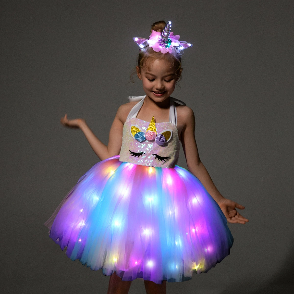 Party Childrens Unicorn Dress Mom And Daughter Unicorn Birthday Dress Set Includes Hair Band, Colourful Pony Party Childrens Unicorn Dress Mom And Daughter Unicorn Birthday Dress Set Includes Hair Band, Colourful Pony