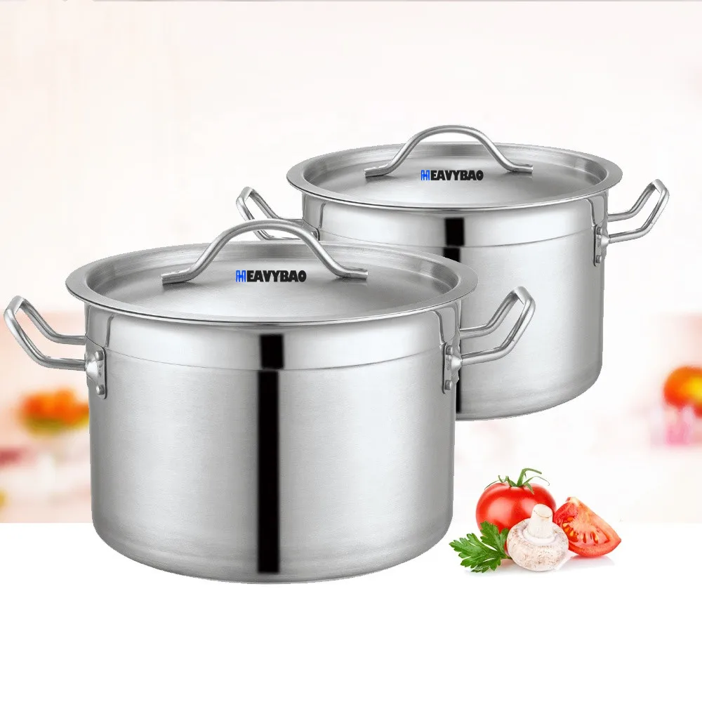 Высококлассный профессиональный набор кастрюль Heavybao из нержавеющей стали с низким корпусом Кастрюля со сэндвич-основой