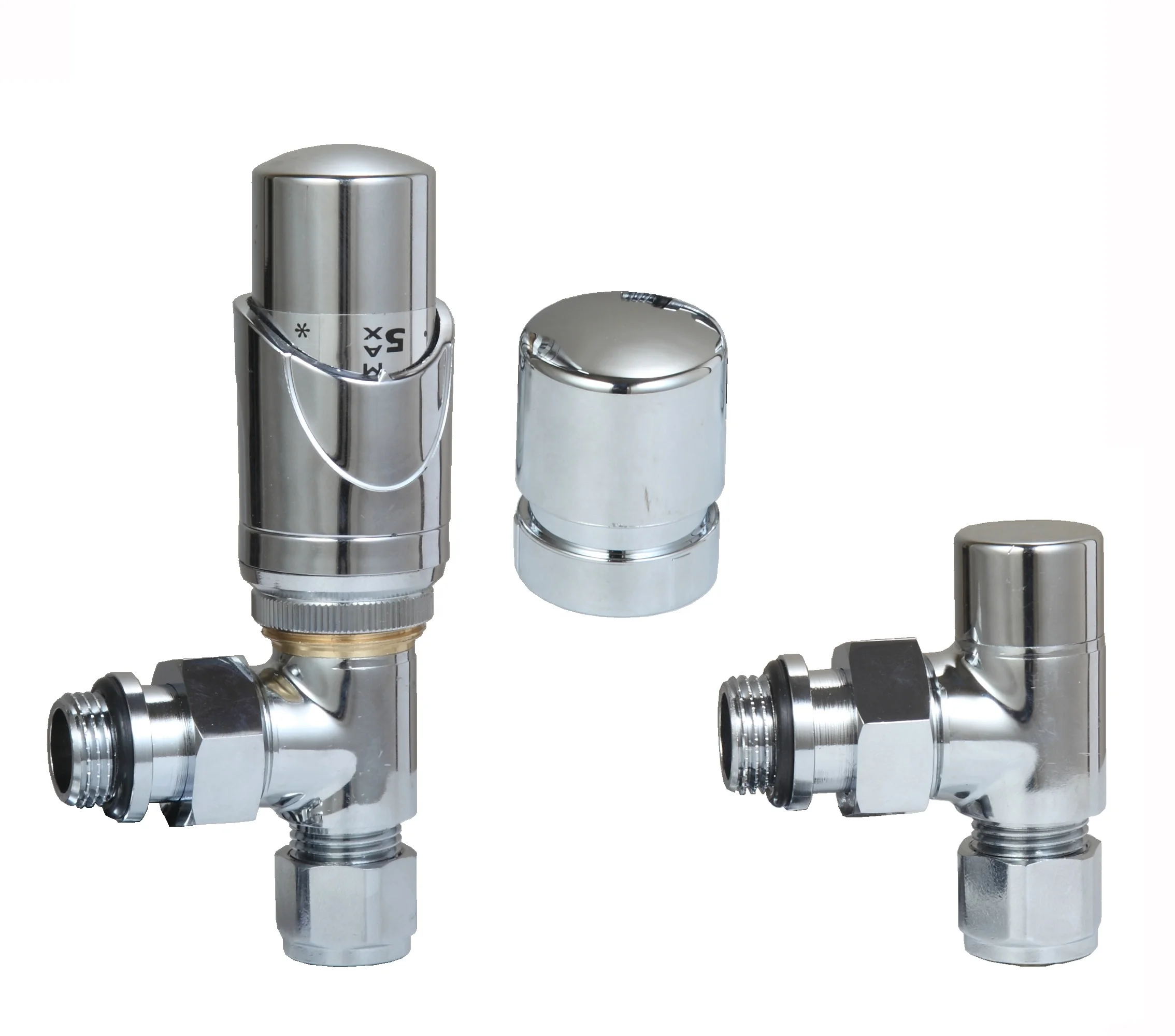 Modern PEX Chrome Plated Thermostatic Radiator Valve Kit for Radiator Heating System