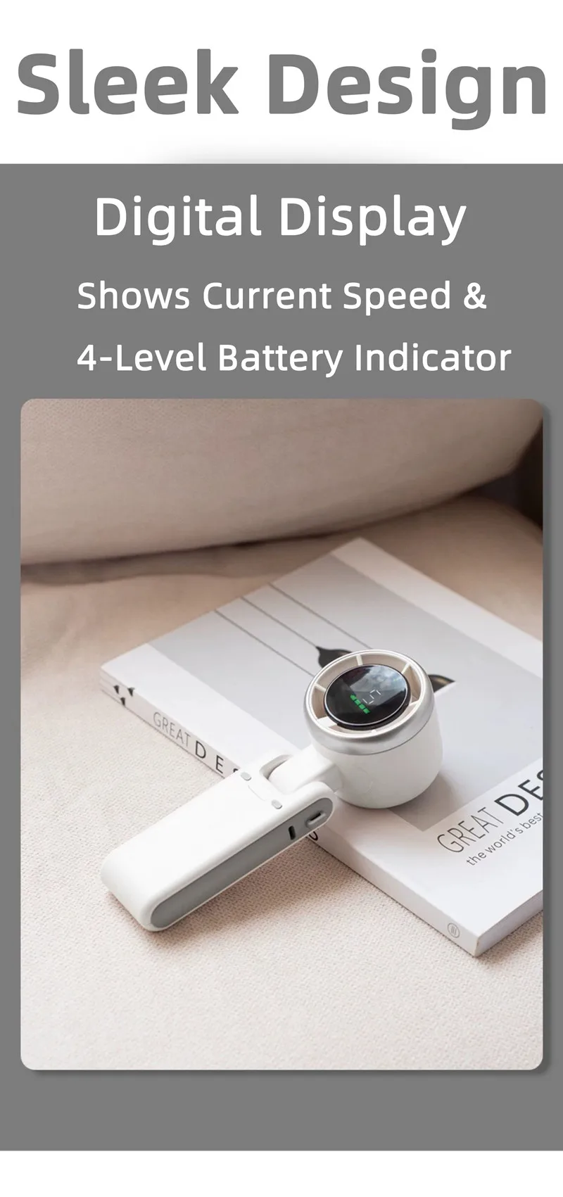 Lonvel N607 High-Speed Mini Hanging Neck USB Charging Fan Handheld Digital Display Easy-to-Carry Folding Design Table