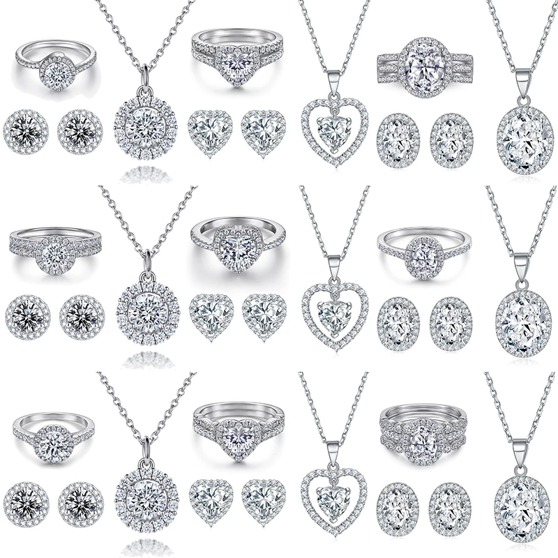 Wholesale CZ Silver Jewelry Set Rhodium Plated 925 Sterling Silver Cubic Zirconia Bridal Fashion Jewellery Sets for Women