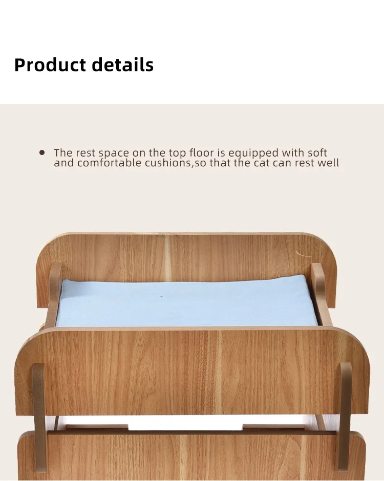 Luxury Anti Sway Easy Assemble Solid Wood Durable Cat Hammock Large Soft Plush Bed Stool Furniture