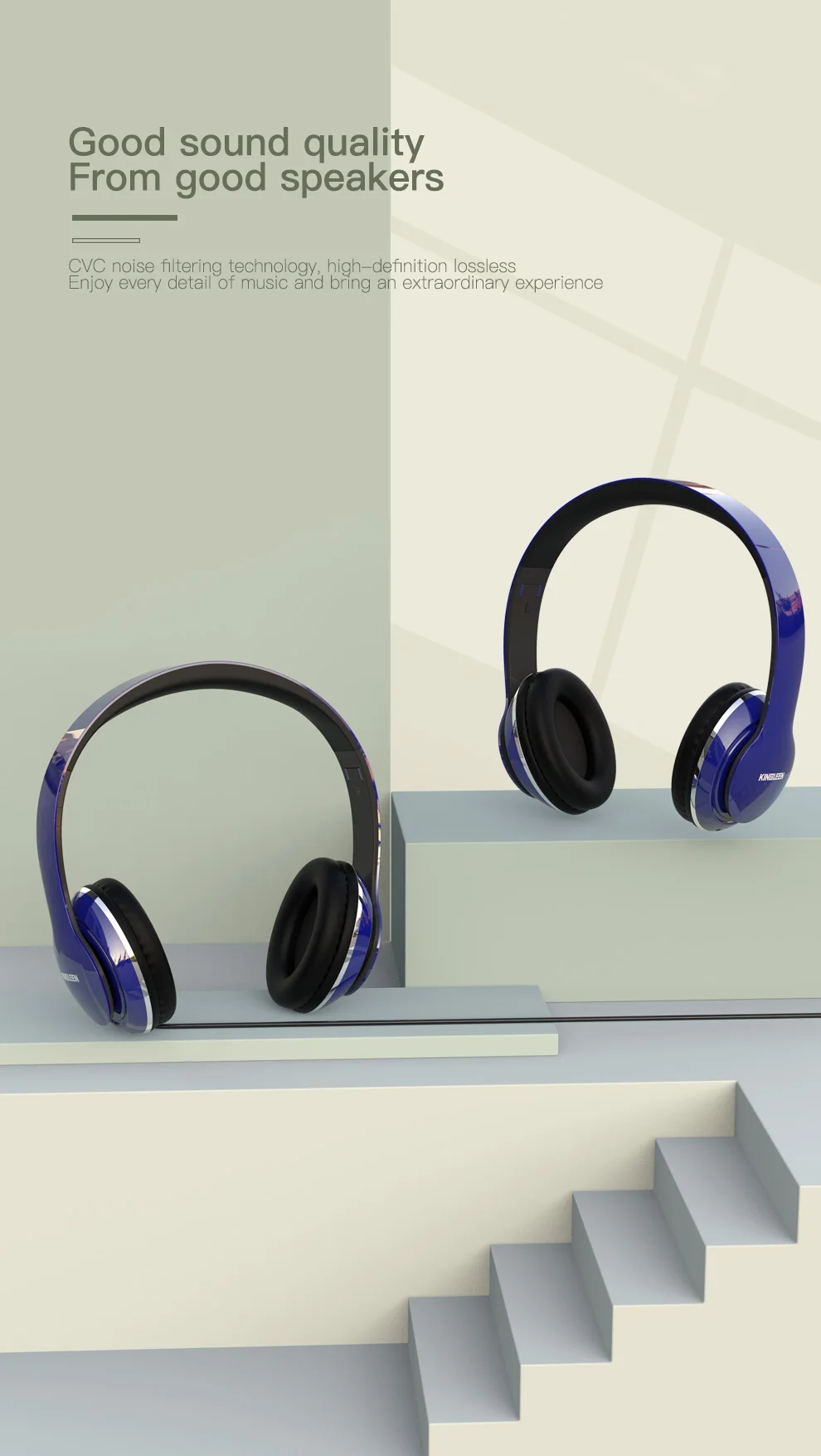 KINGLEEN  hot selling i3 Wired Headphone 3.5mm AUX Wired Gaming Headset Stereo Headphone Cheap Price blue Game Earphone