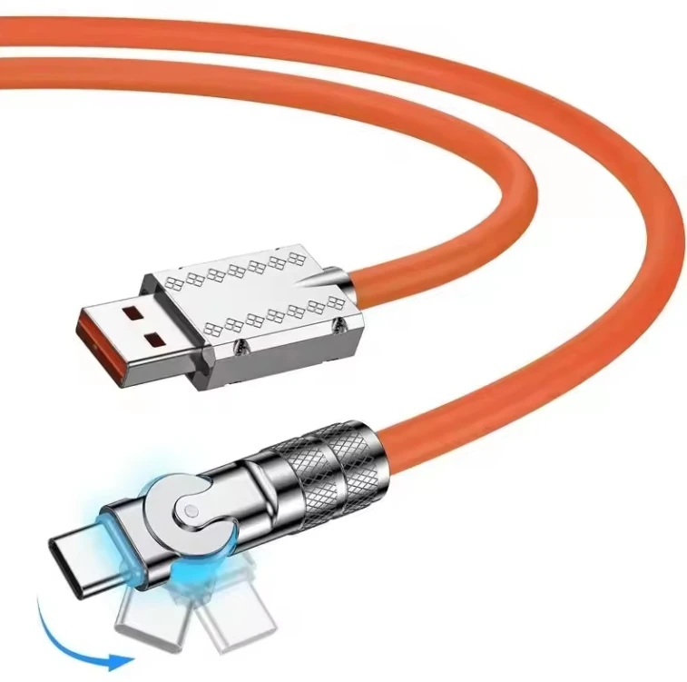 Cable Routing For 180 Rotation New Arrival 180 Degree Rotation 120W 6A IOS Type C Fast Charging Zinc ...
