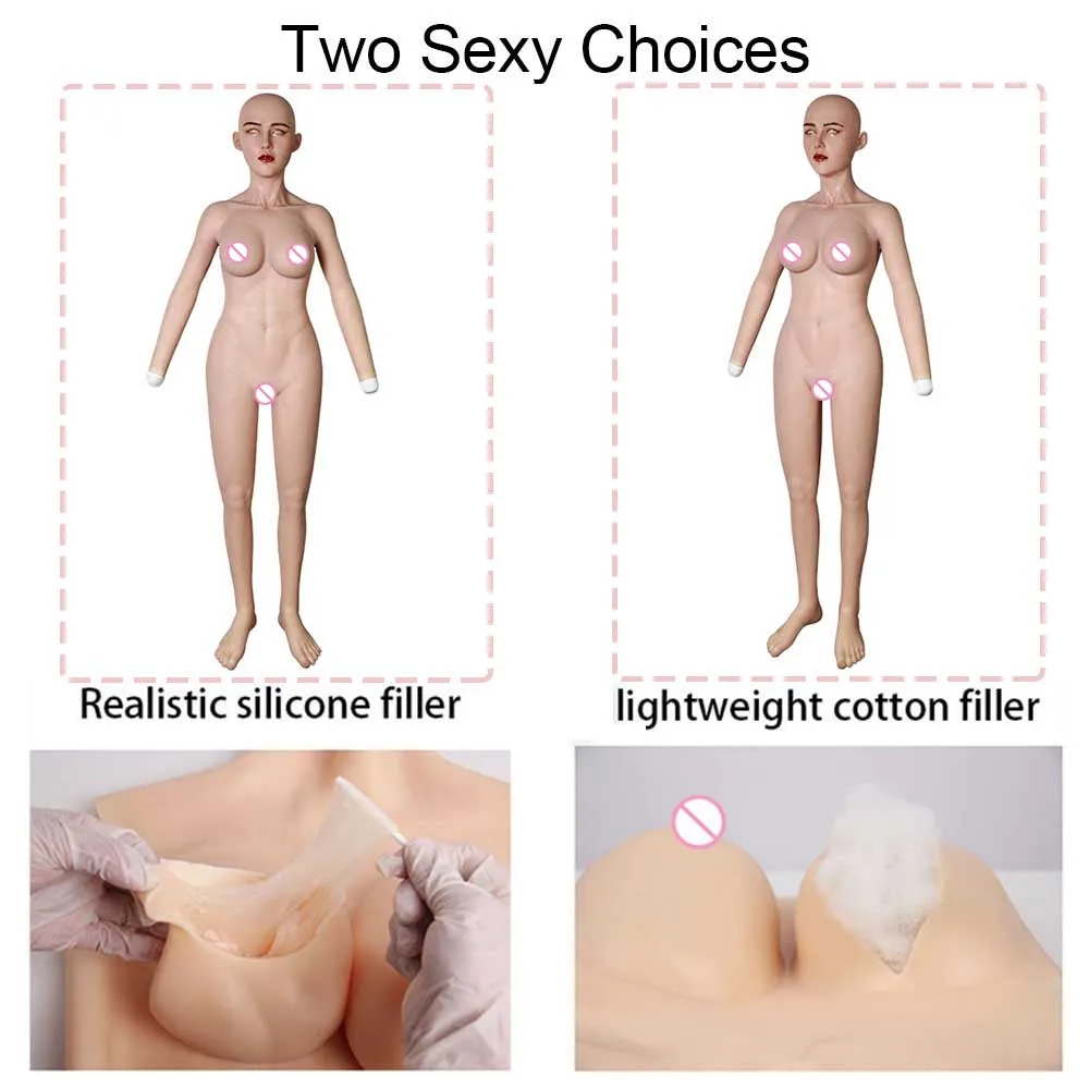 Silicone Bodysuit Breast Forms E Cup Fake Vagina Hip Shaping Female Body Suit