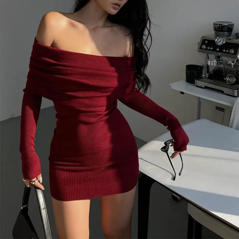 Wholesale New  Elegant Sexy Off Shoulder Slim Flare Sleeve Hip Prom Birthday Dress Party Glamour Ladies Dress for Women