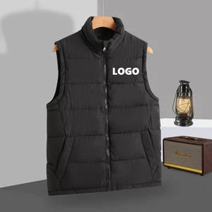 2026 Fashion Men's Casual Breathable Winter Outer Sweater Vest & Waistcoat with Zipper logo Customize Puffer Vest Men