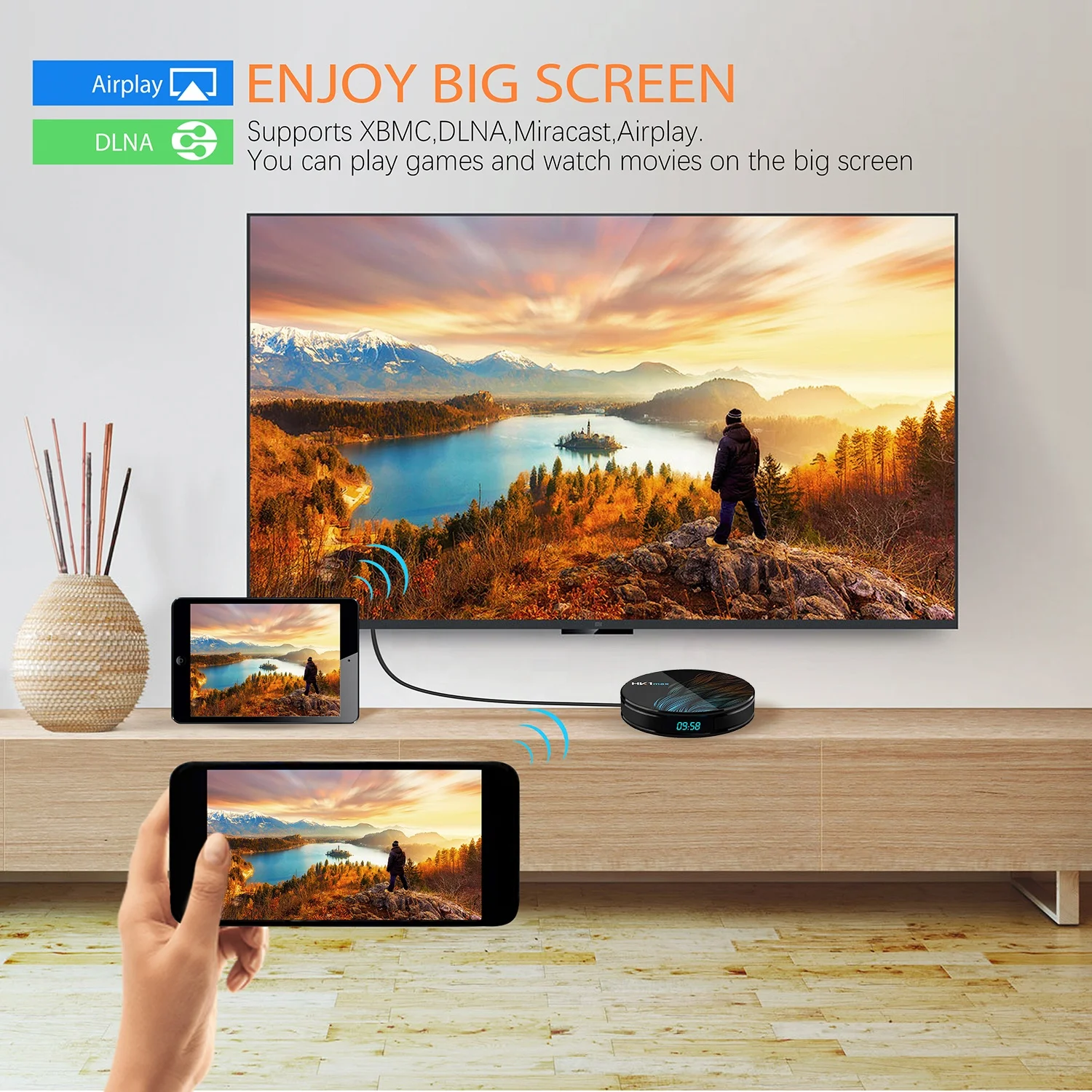 Android 10.0 RK3318 4GB RAM 32GB 64G  Android TV Box HK1 Max 4k HD Smart TV Box HK1MAX Android TV Box