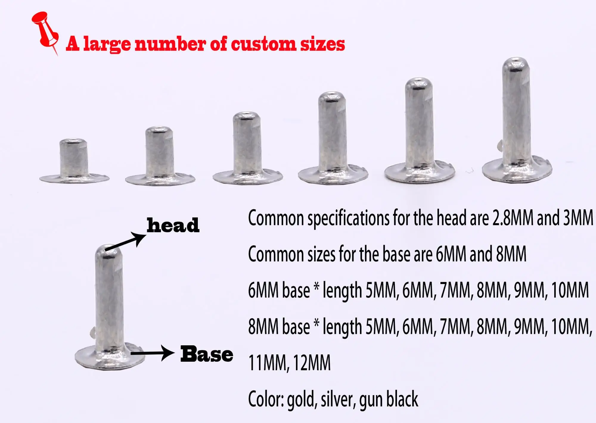8MM double  rivets High quality  single or double rivets leather decorative rivet