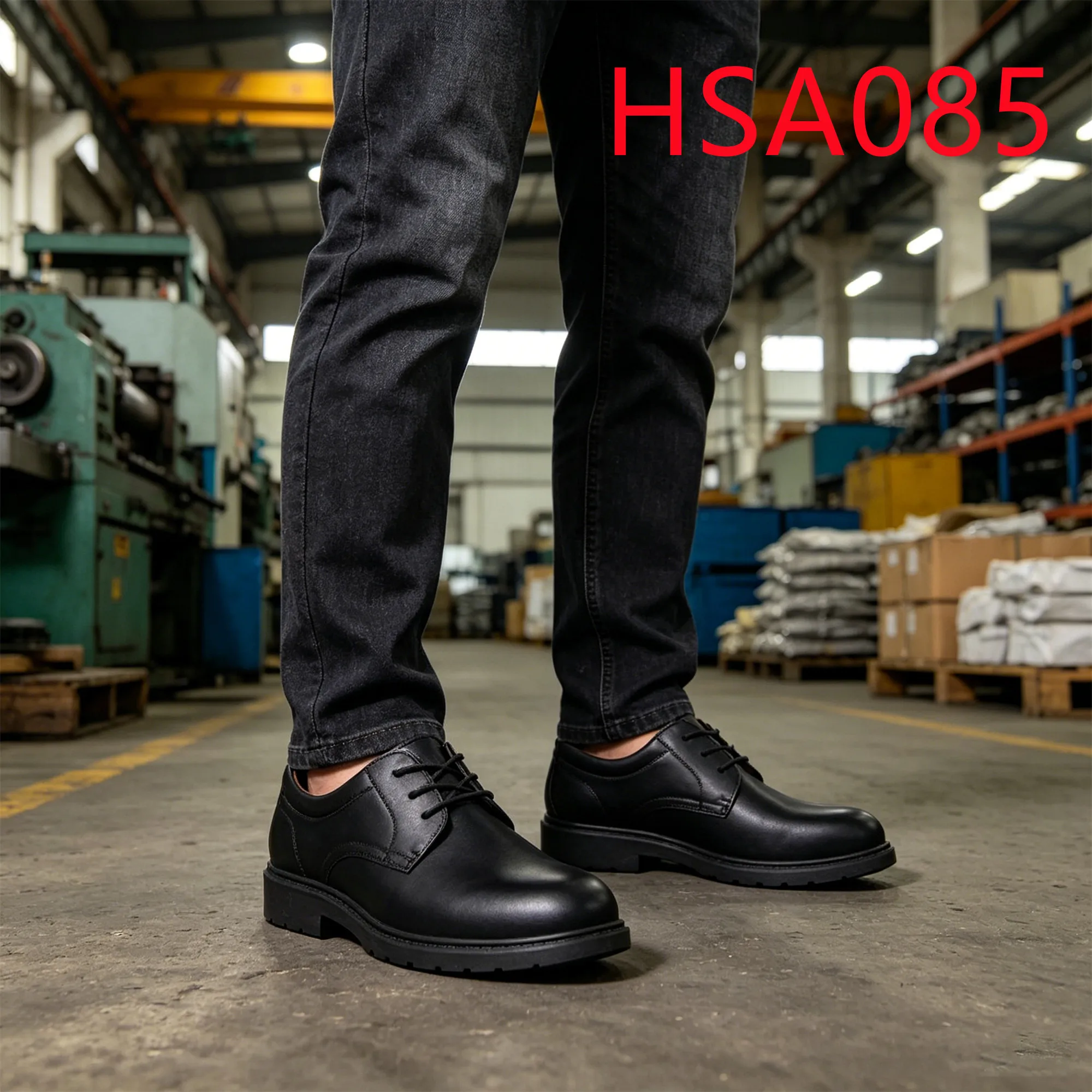 HY,demanding Work Full Grain Leather Manager Safety Shoes Site Inspection Anti-alkali PU Injection Sole Work Shoes HSA085